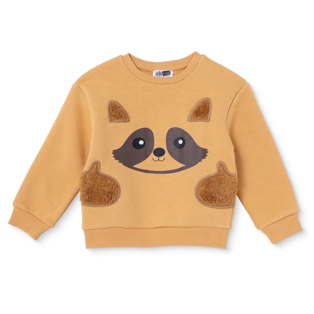 HelloBaby Animal Print Brushed Back Sweat Baby Sweatshirt (6-9 Months to 4-5 Years) Mustard - ebebek