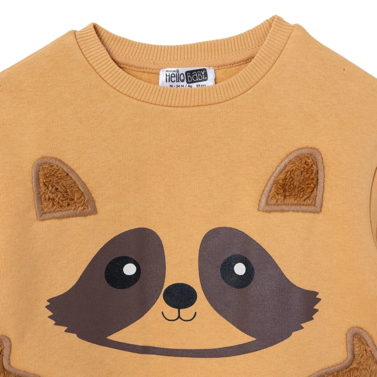 HelloBaby Animal Print Brushed Back Sweat Baby Sweatshirt (6-9 Months to 4-5 Years) Mustard - ebebek