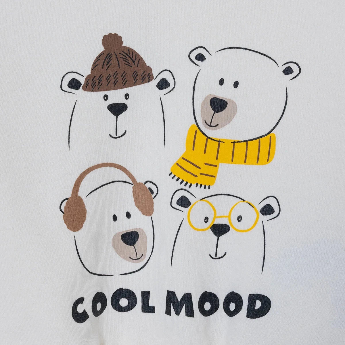 HelloBaby Bear Print Baby Sweatshirt & Joggers Set (6-9 Months to 4-5 Years) Ecru - ebebek