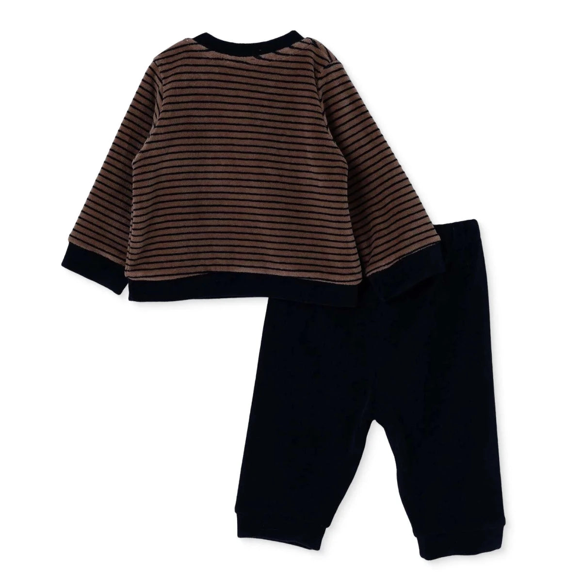 HelloBaby Velour Baby Sweatshirt & Leggings Set (1-3 Months to 12 Months) Navy Blue - ebebek