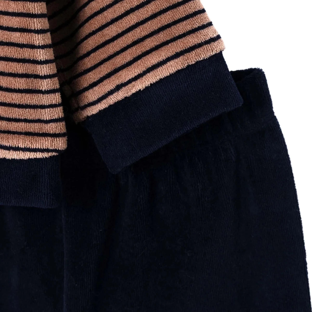 HelloBaby Velour Baby Sweatshirt & Leggings Set (1-3 Months to 12 Months) Navy Blue - ebebek