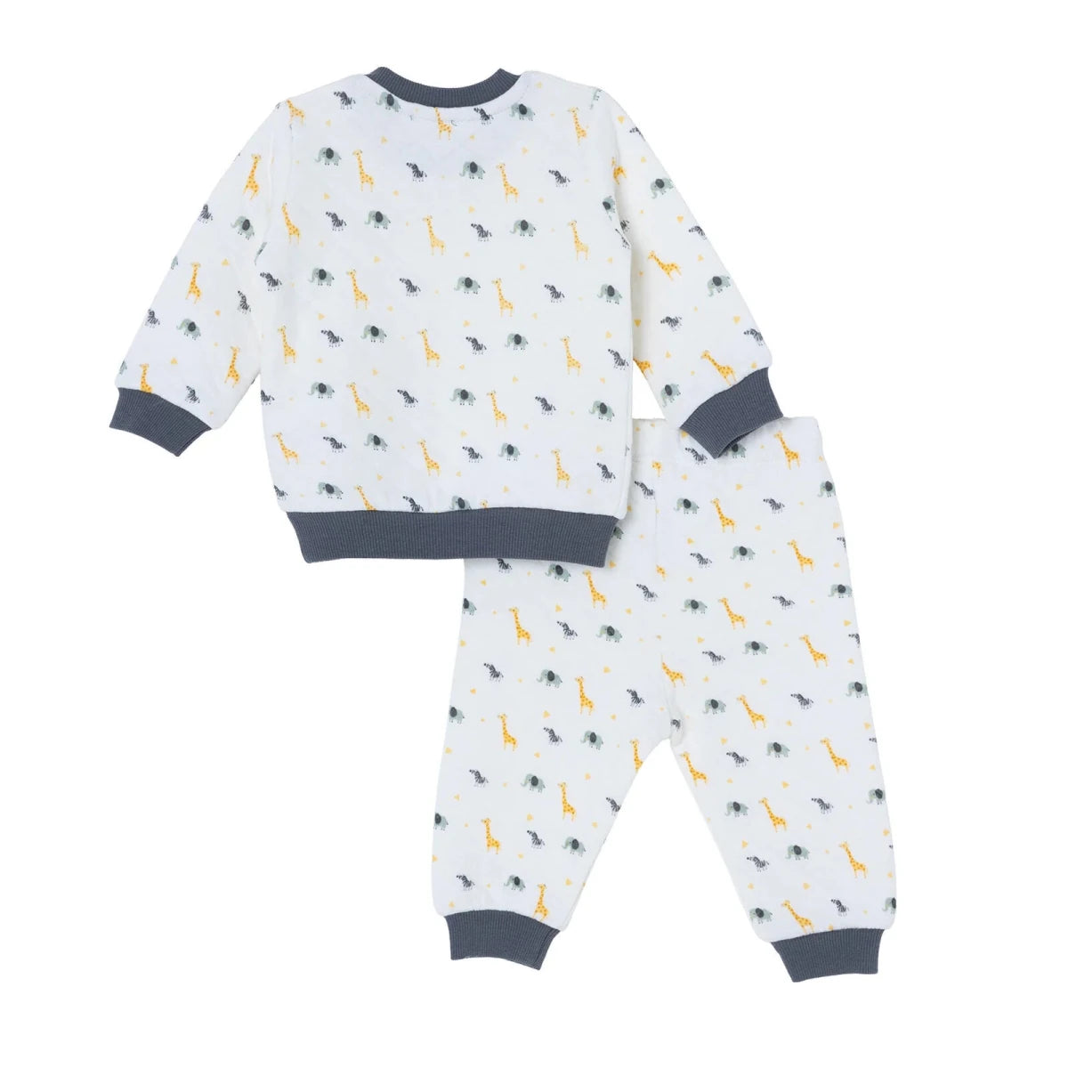 HelloBaby Animal Print Quilted Baby Sweatshirt & Leggings Set (1-3 to 12 Months) Ecru - ebebek