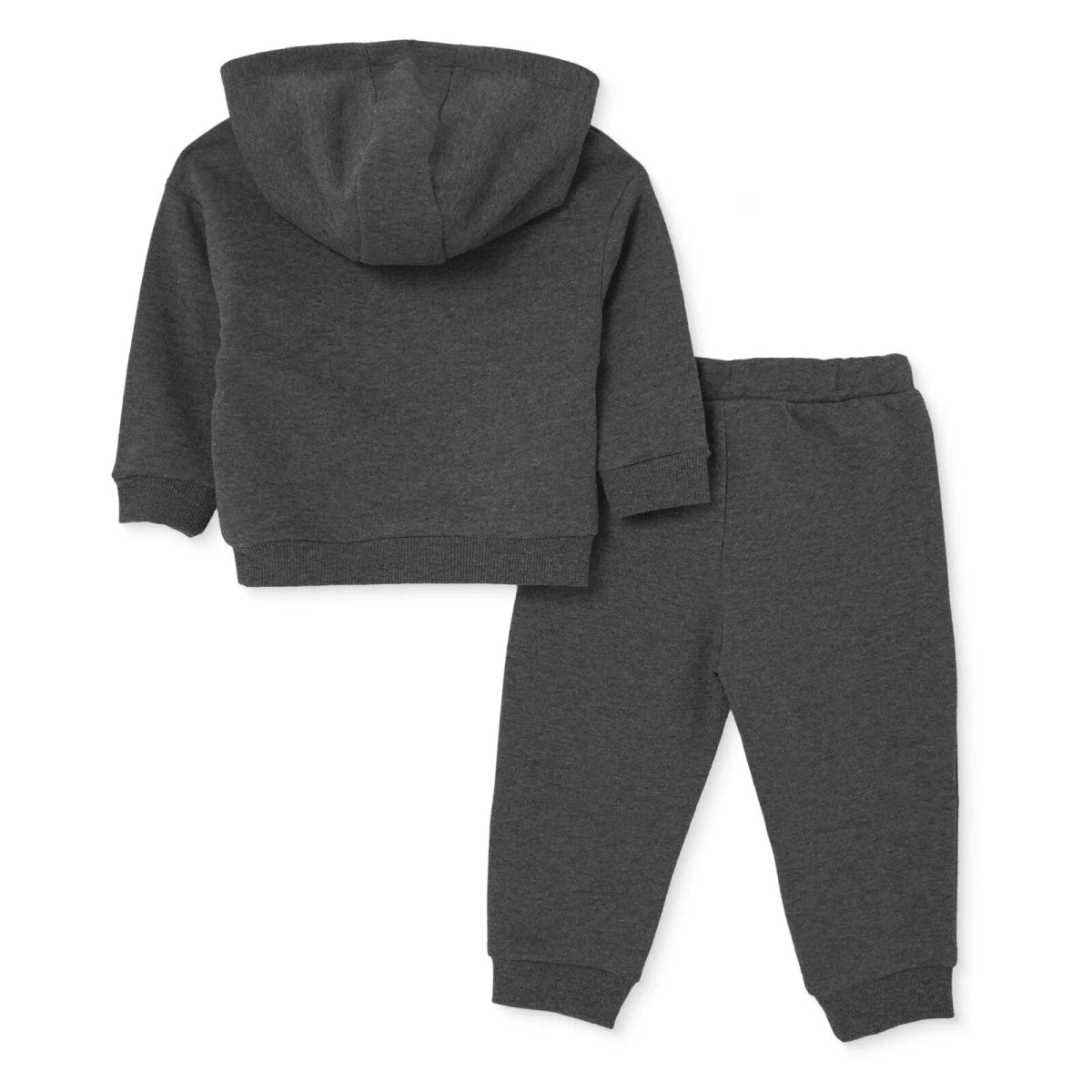 HelloBaby Bear Print Hooded Baby Sweatshirt & Joggers Set (6-9 Months to 4-5 Years) Anthracite melange - ebebek