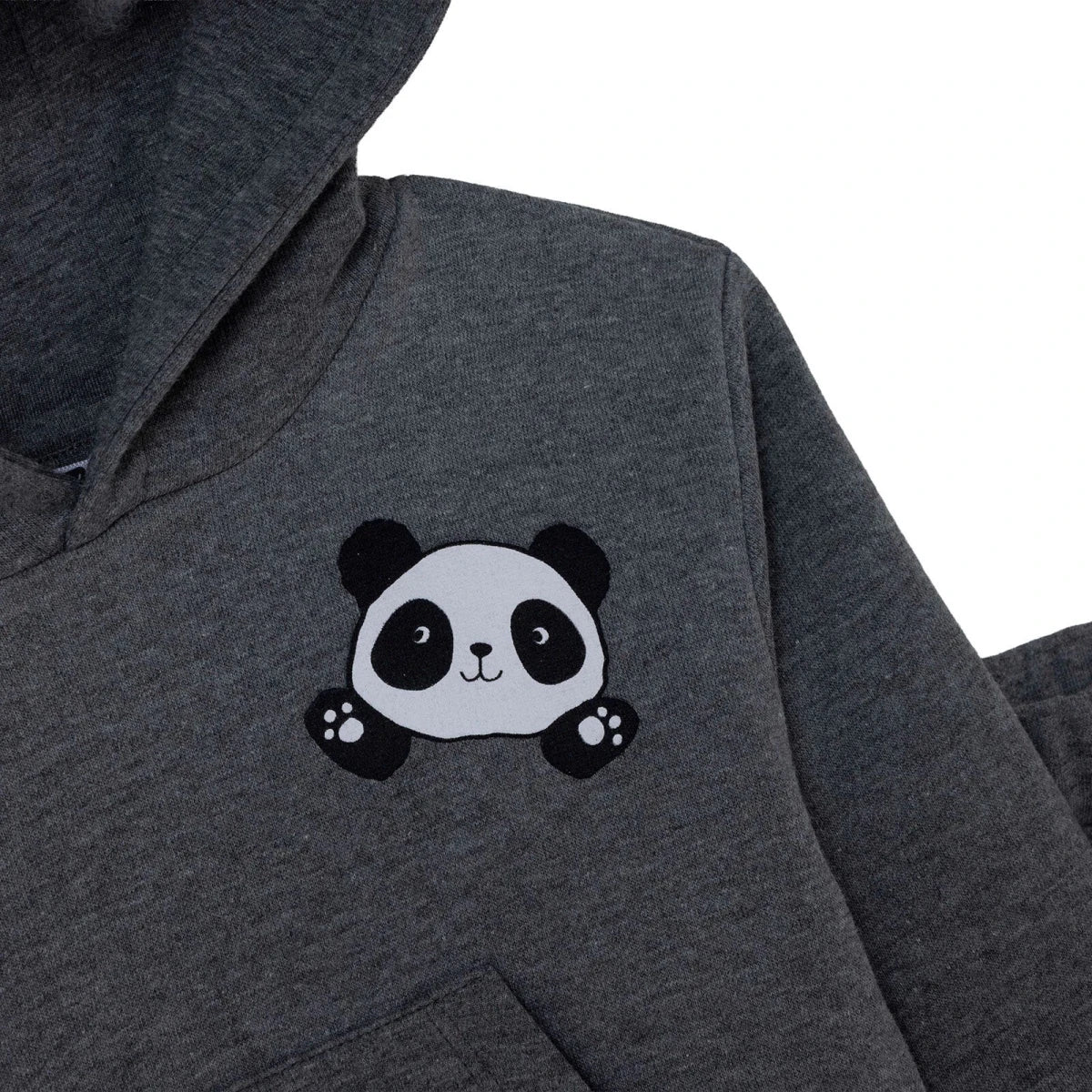 HelloBaby Bear Print Hooded Baby Sweatshirt & Joggers Set (6-9 Months to 4-5 Years) Anthracite melange - ebebek