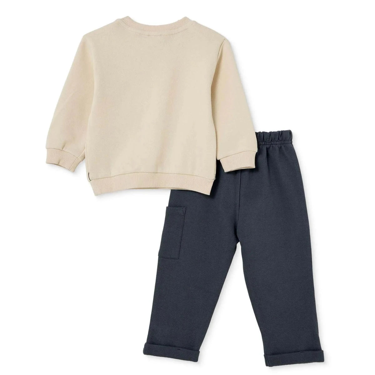 HelloBaby Dinosaur Print Jacquard Baby Sweatshirt & Joggers Set (6-9 Months to 4-5 Years) Ecru - ebebek