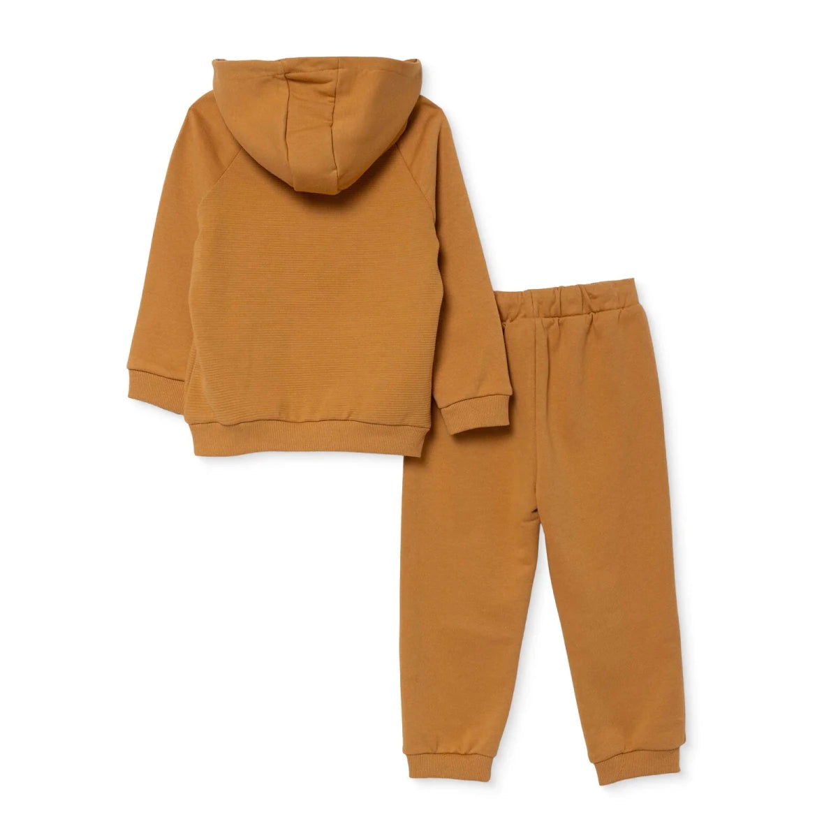 HelloBaby Bear Print Thick Hooded Baby Sweatshirt & Joggers Set (6-9 Months to 4-5 Years) Mustard - ebebek