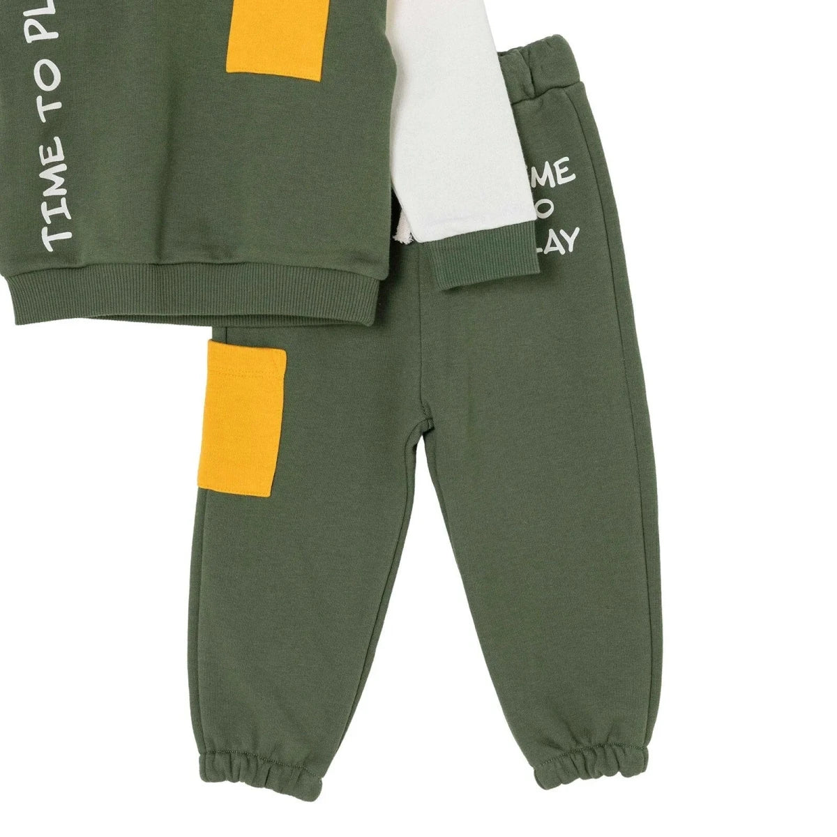 HelloBaby 2 Piece Slogan Hooded Baby Tracksuit Set (6-9 Months to 2-3 Years) Green - ebebek