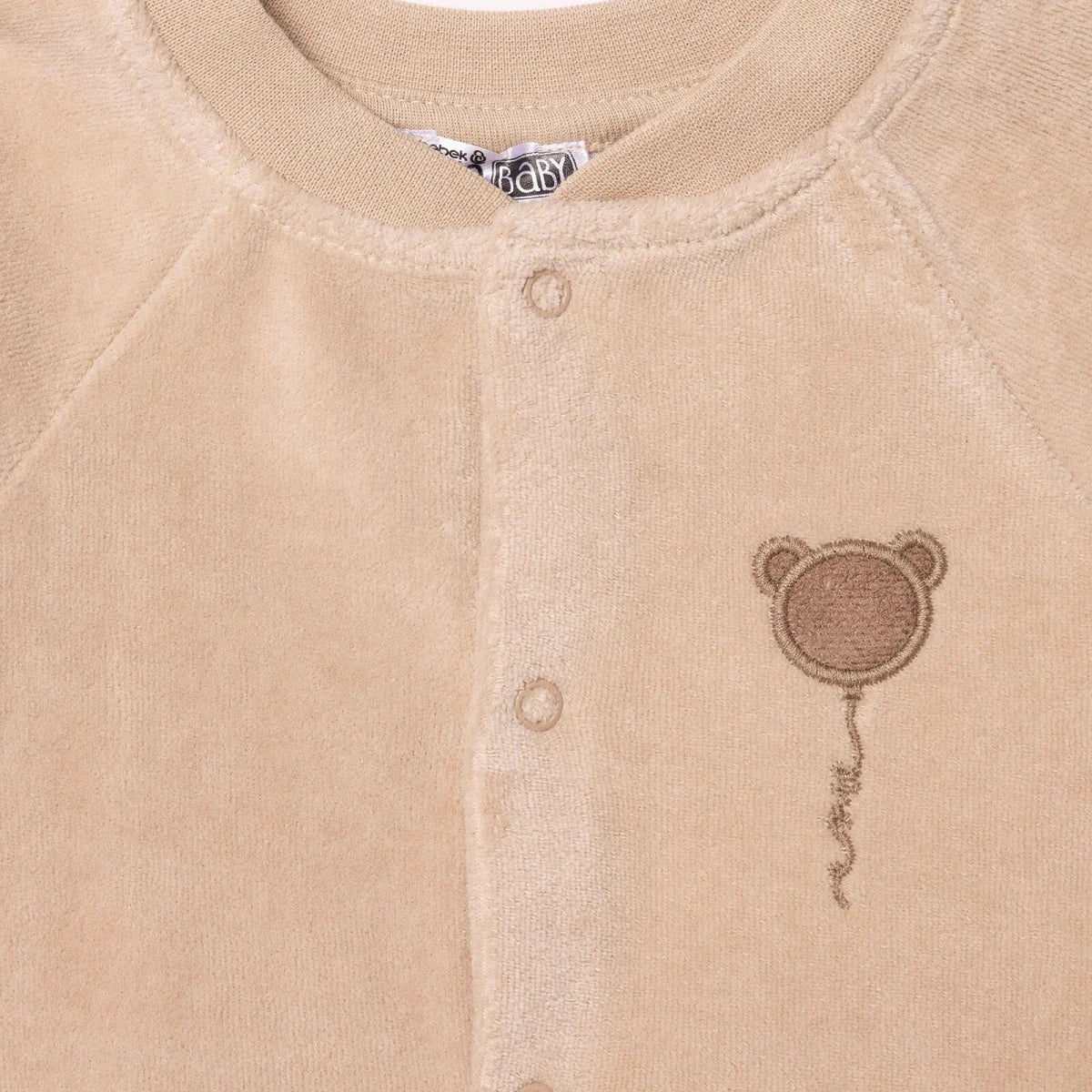 HelloBaby Animal Print Footless Velour Baby Sleepsuit (Newborn to 6-9 Months) Beige - ebebek