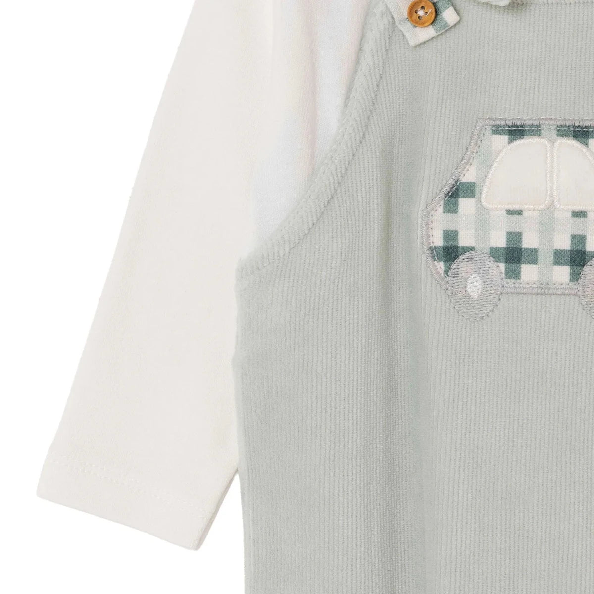 HelloBaby Car Embroidered Corduroy Footed Baby Sleepsuit (Newborn to 6-9 Months) Green - ebebek