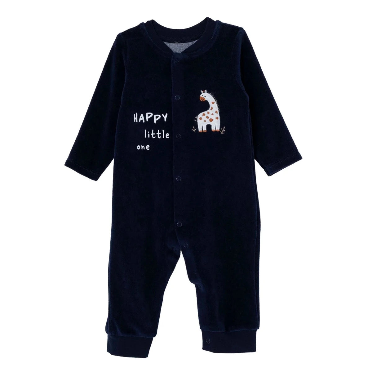 HelloBaby Dinosaur Print Footless Velour Baby Sleepsuit (Newborn to 6-9 Months) Navy Blue - ebebek