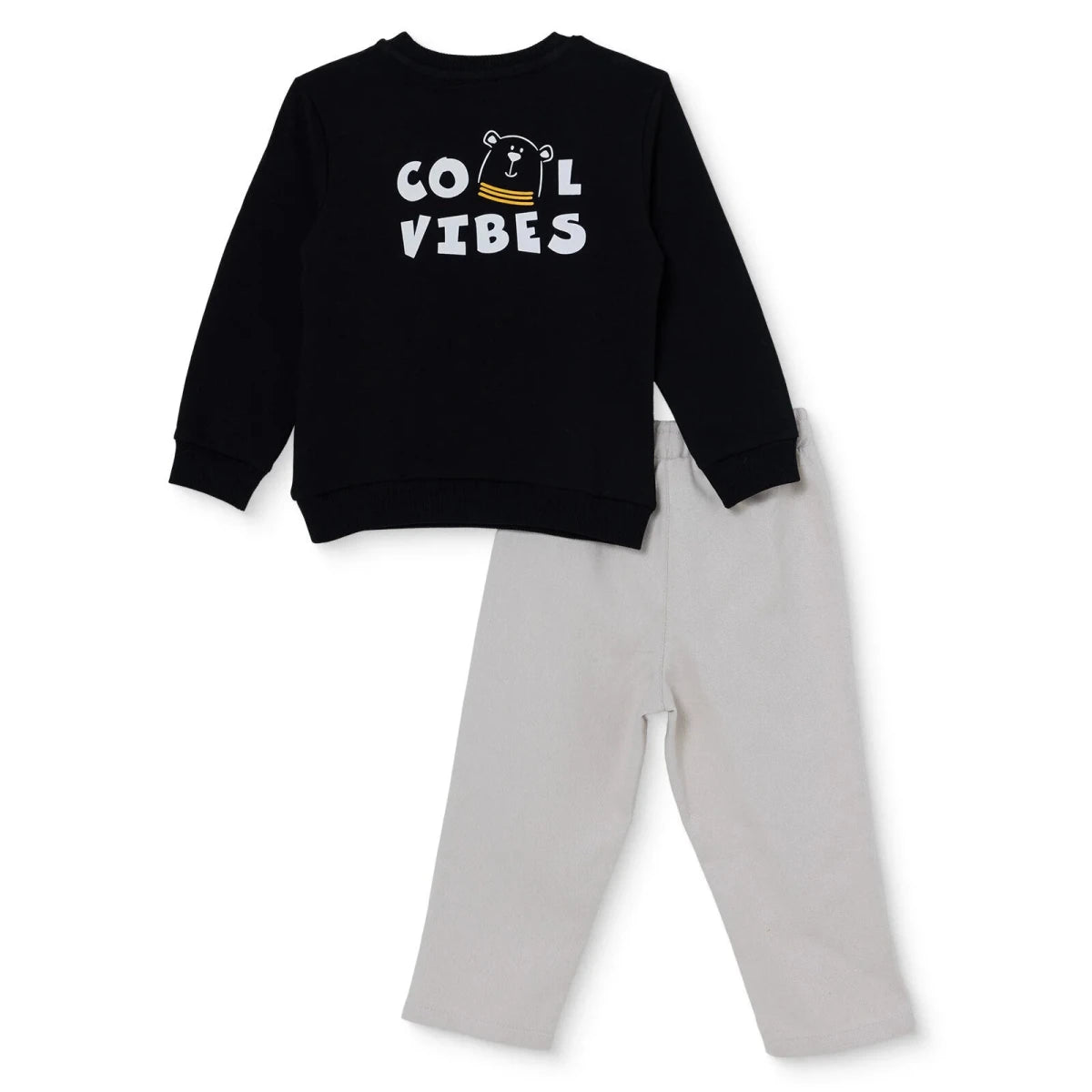HelloBaby Bear Print Long Sleeve Baby T-Shirt & Trousers Set (6-9 Months to 4-5 Years) Black - ebebek