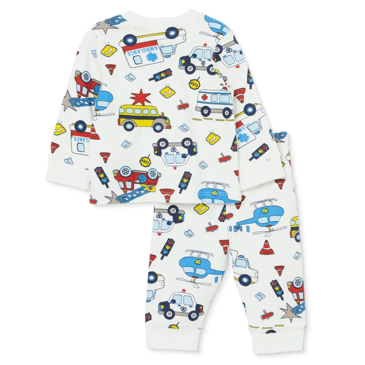 HelloBaby Vehicle Print Interlock Baby Pyjama Set (3-6 Months to 3-4 Years) Ecru - ebebek