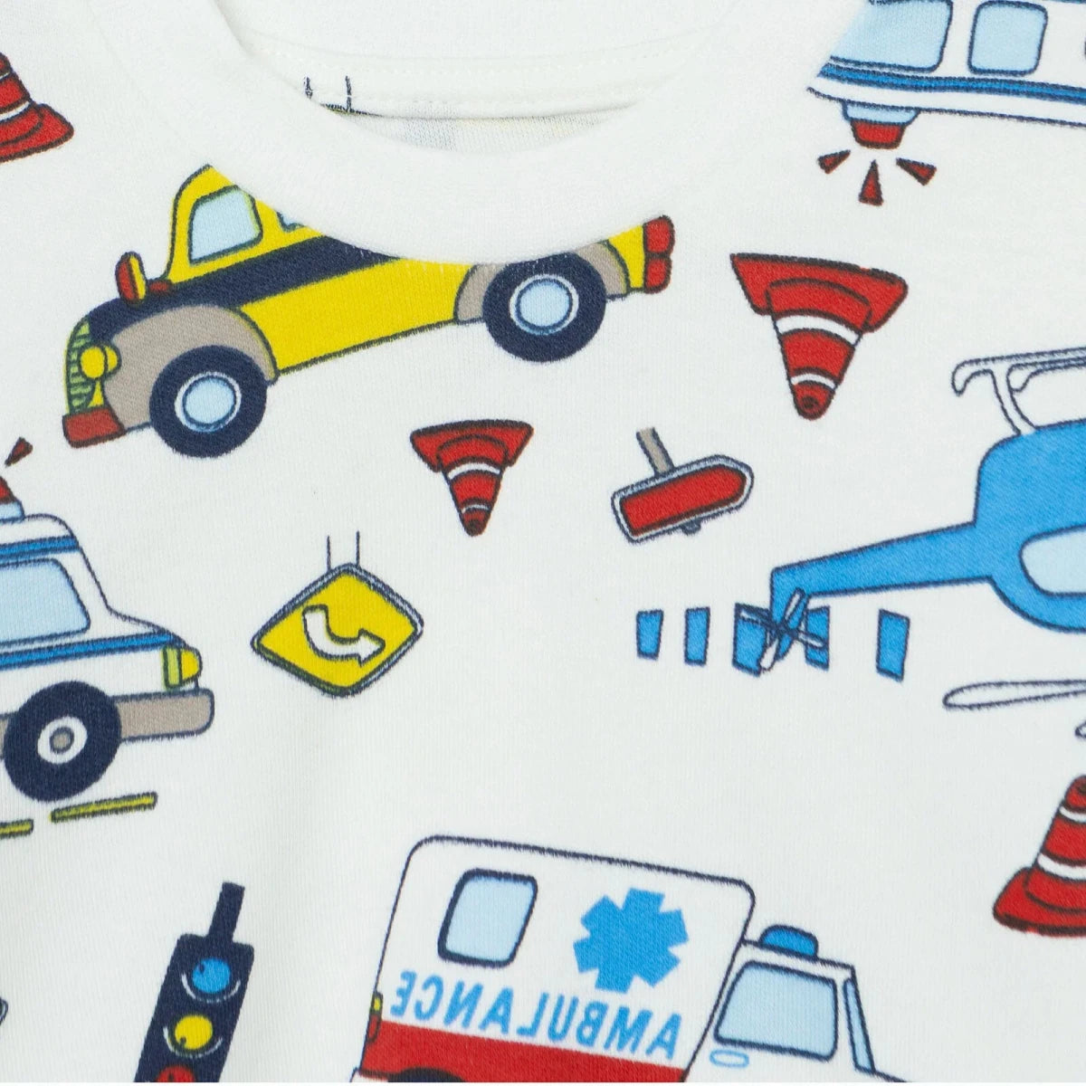 HelloBaby Vehicle Print Interlock Baby Pyjama Set (3-6 Months to 3-4 Years) Ecru - ebebek