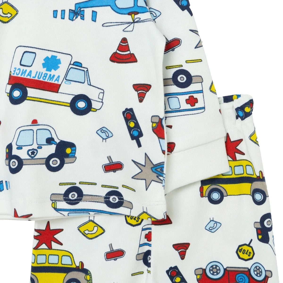 HelloBaby Vehicle Print Interlock Baby Pyjama Set (3-6 Months to 3-4 Years) Ecru - ebebek