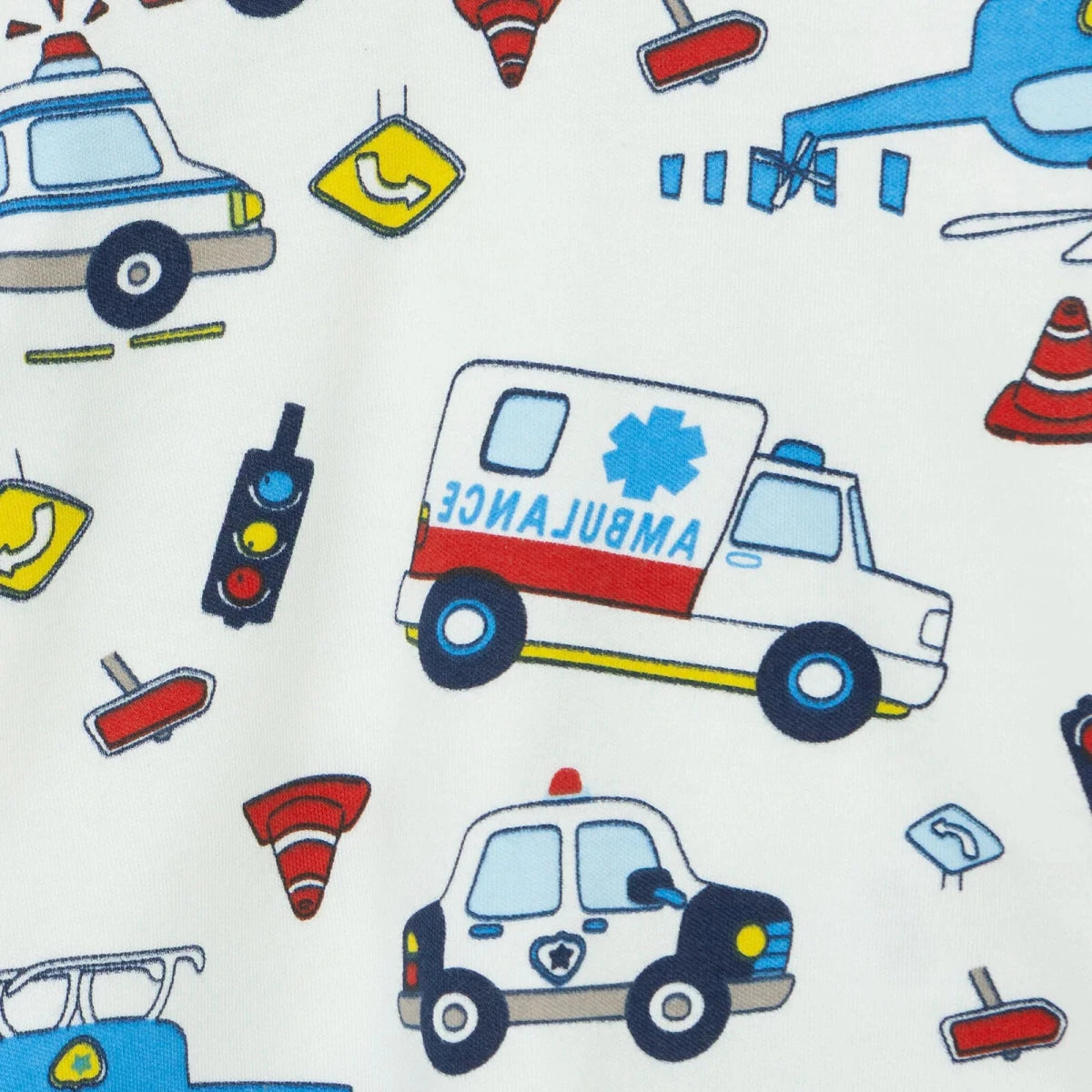 HelloBaby Vehicle Print Interlock Baby Pyjama Set (3-6 Months to 3-4 Years) Ecru - ebebek