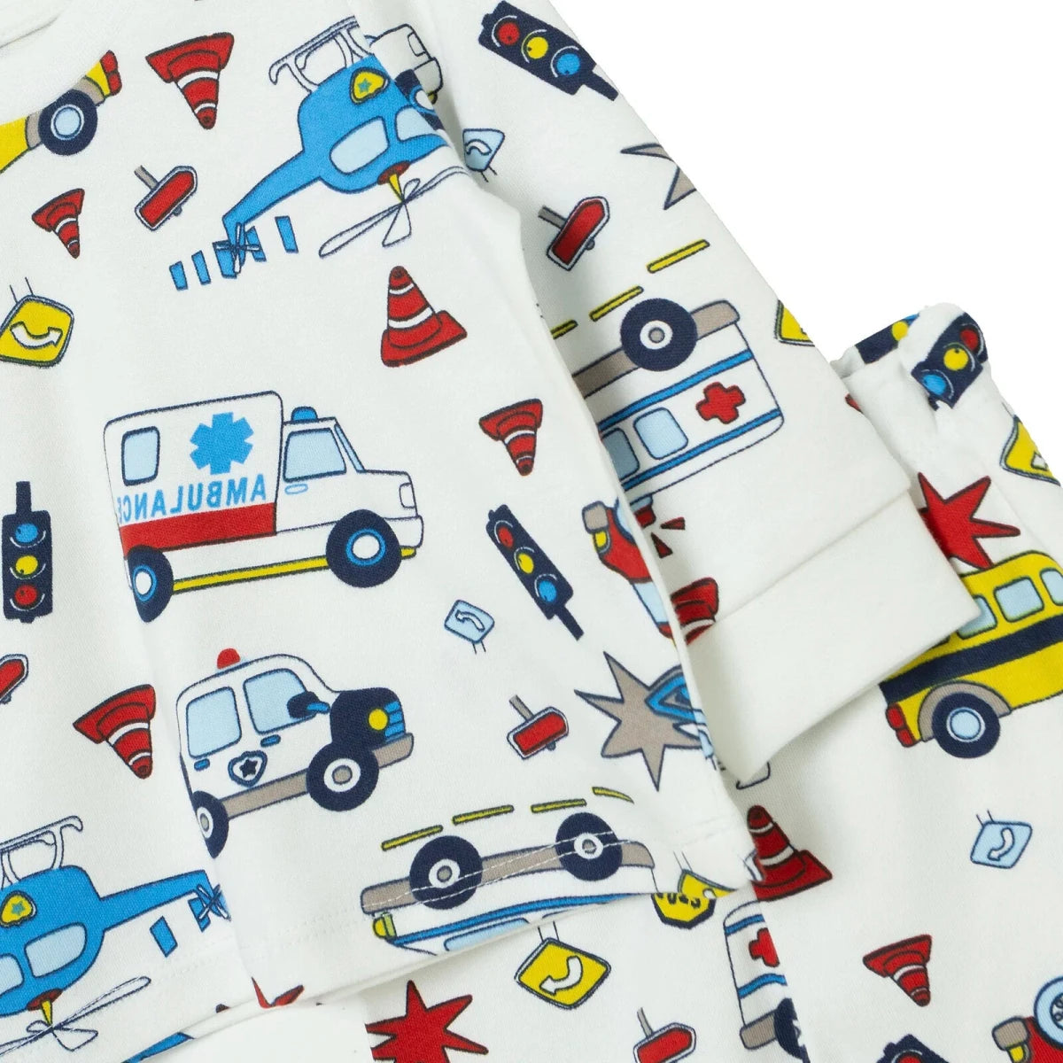 HelloBaby Vehicle Print Interlock Baby Pyjama Set (3-6 Months to 3-4 Years) Ecru - ebebek