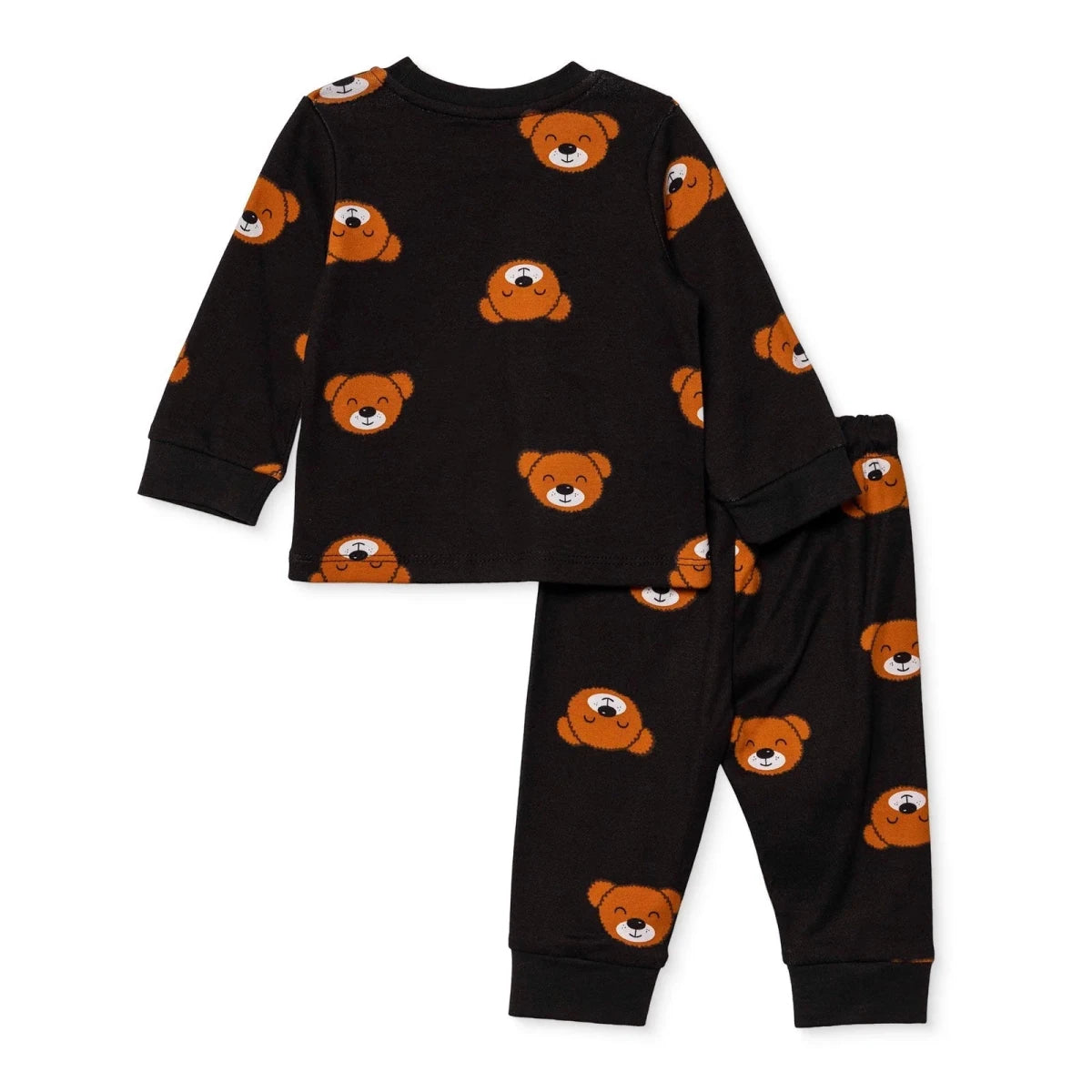HelloBaby Ribbed Ankle Cuff Long Sleeve Baby Pyjama Set (3-6 Months to 2-3 Years) Black - ebebek