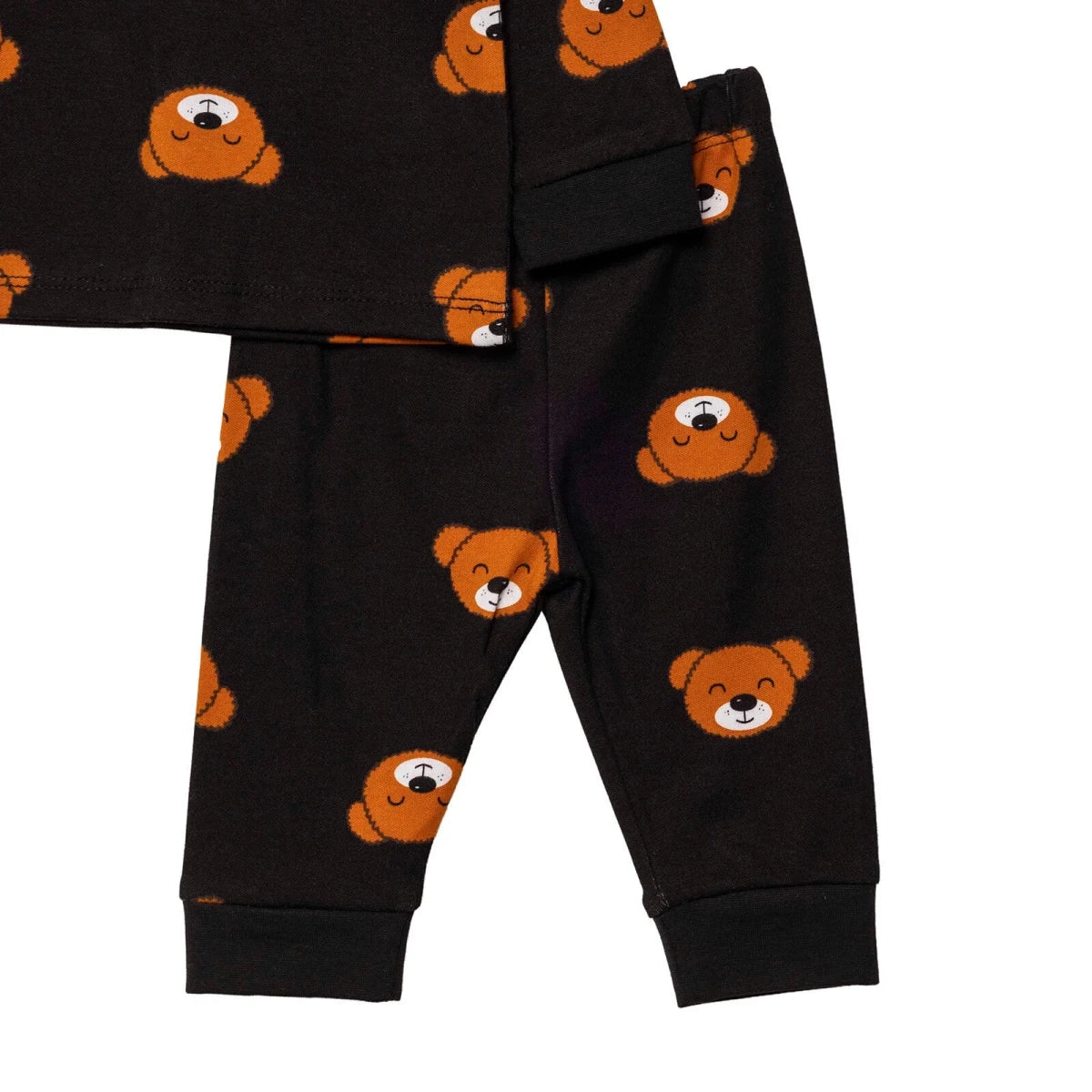 HelloBaby Ribbed Ankle Cuff Long Sleeve Baby Pyjama Set (3-6 Months to 2-3 Years) Black - ebebek