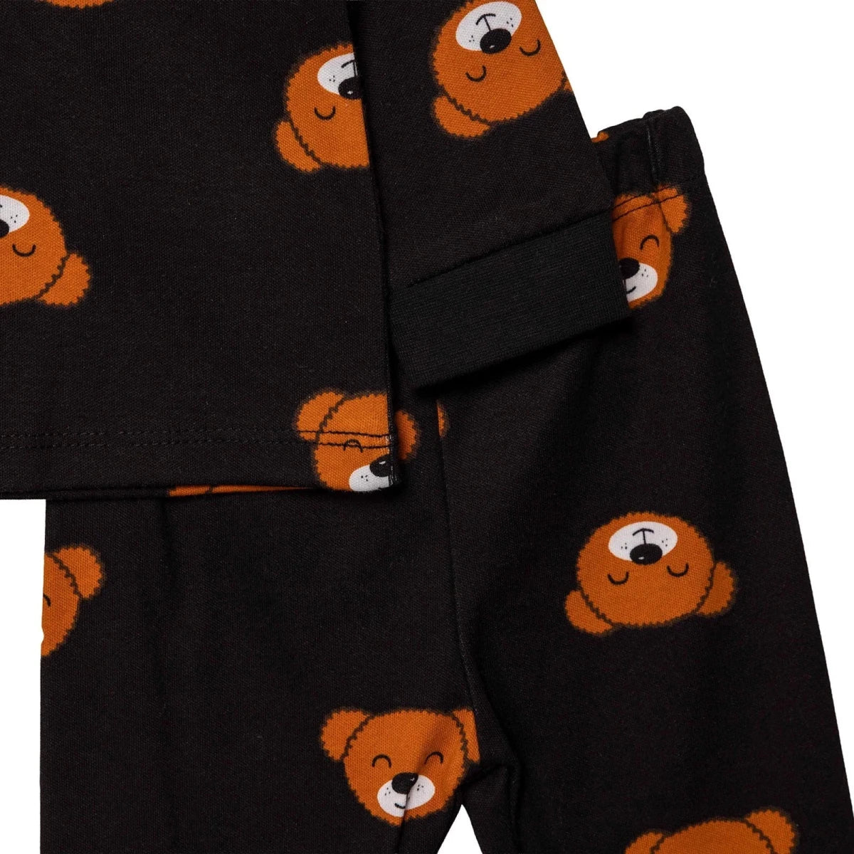 HelloBaby Ribbed Ankle Cuff Long Sleeve Baby Pyjama Set (3-6 Months to 2-3 Years) Black - ebebek