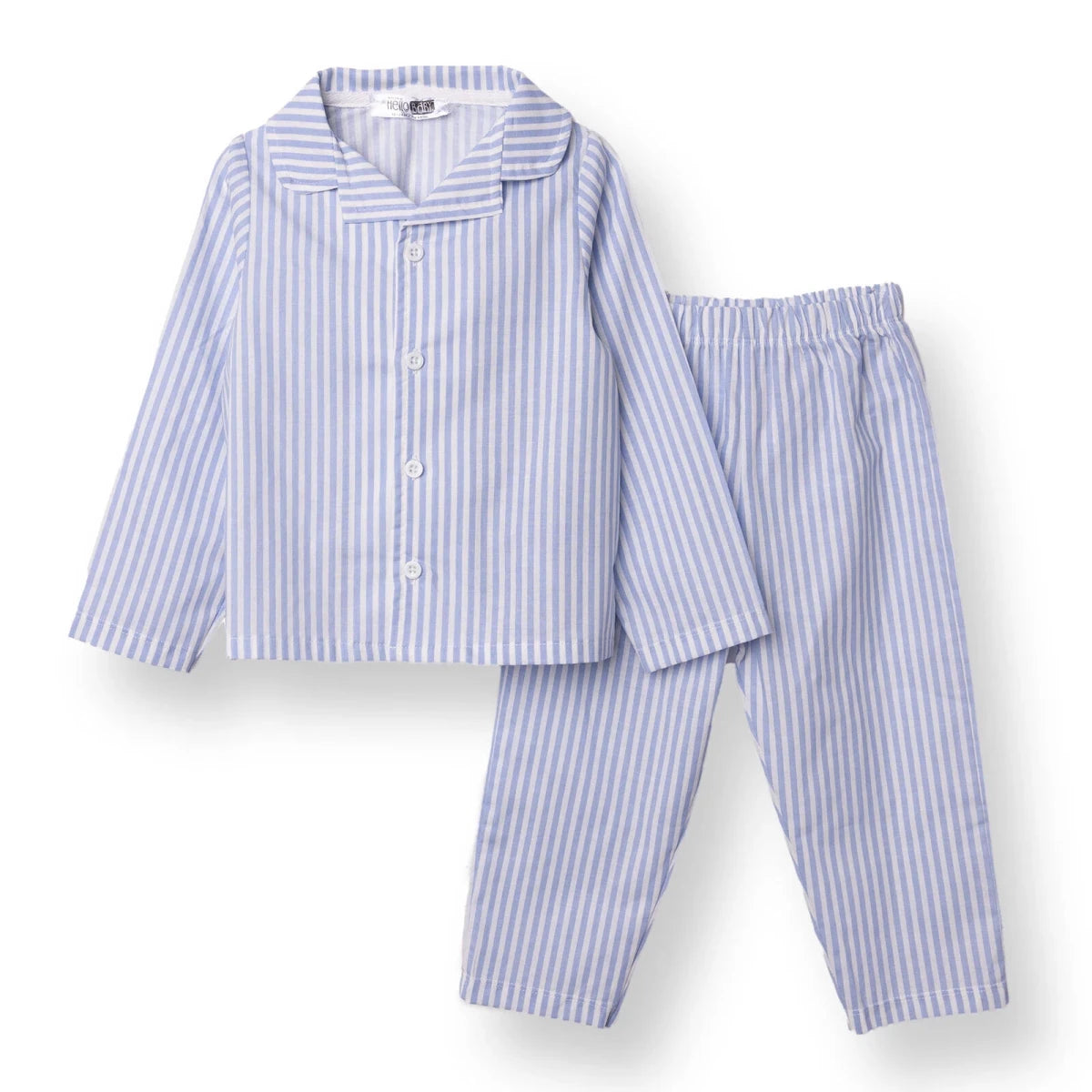 HelloBaby Striped Peter Pan Collar Baby Pyjama Set (3-6 Months to 3-4 Years) Blue - ebebek