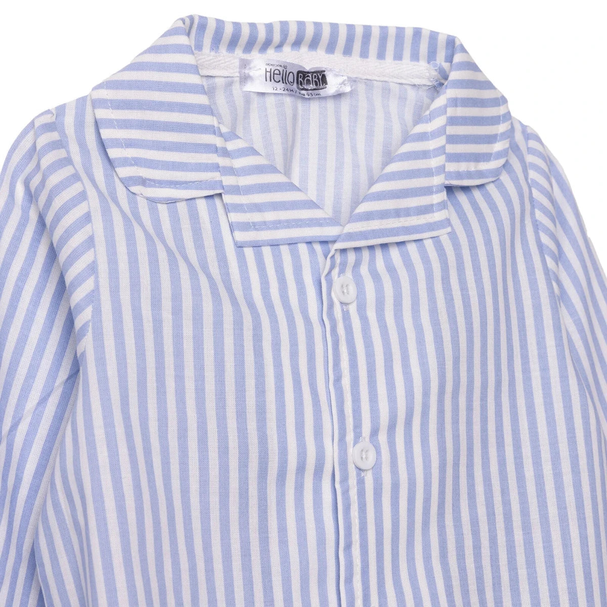 HelloBaby Striped Peter Pan Collar Baby Pyjama Set (3-6 Months to 3-4 Years) Blue - ebebek