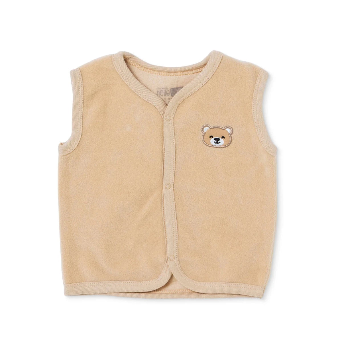 HelloBaby Bear Print Fleece Baby Gilet (1-3 Months to 12 Months) Brown - ebebek