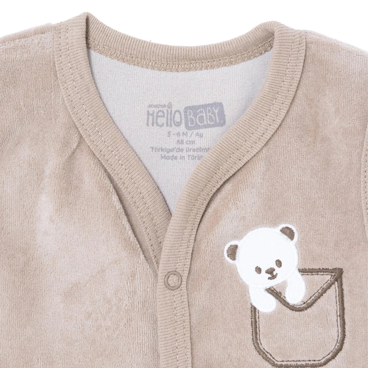 HelloBaby Animal Print Velour Baby Gilet (Newborn to 6-9 Months) Brown - ebebek