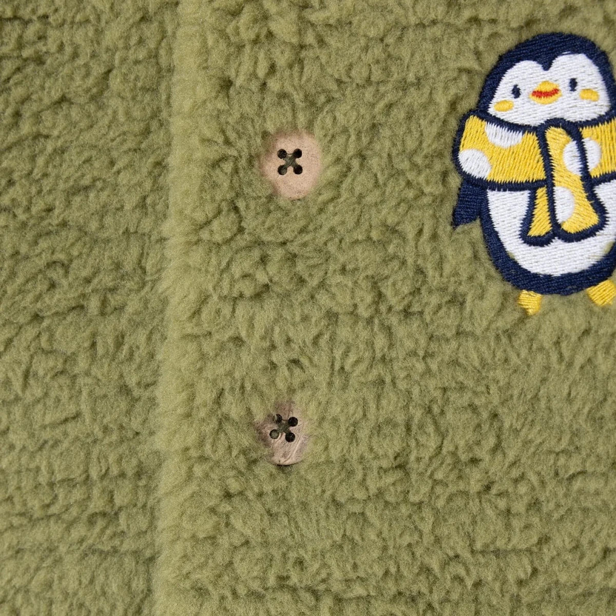 HelloBaby Penguin Print Buttoned Fleece Baby Gilet (1-3 Months to 12 Months) Green Printed - ebebek