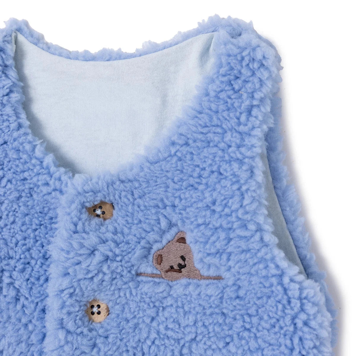 HelloBaby Penguin Print Buttoned Fleece Baby Gilet (1-3 Months to 12 Months) Light Blue - ebebek