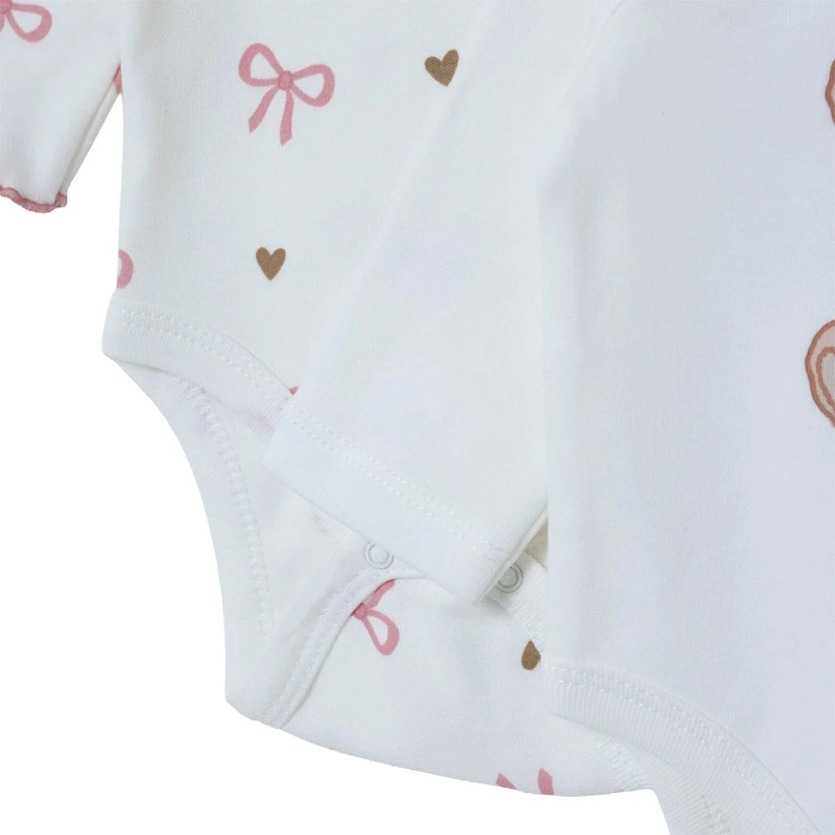 HelloBaby 2 Pack Heart Print Long Sleeve Baby Bodysuits (1-3 Months to 2-3 Years) Ecru - ebebek