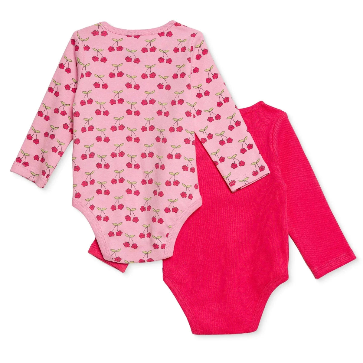 HelloBaby 2 Pack Cherry Print Long Sleeve Baby Bodysuits (1-3 Months to 2-3 Years) Pink - ebebek