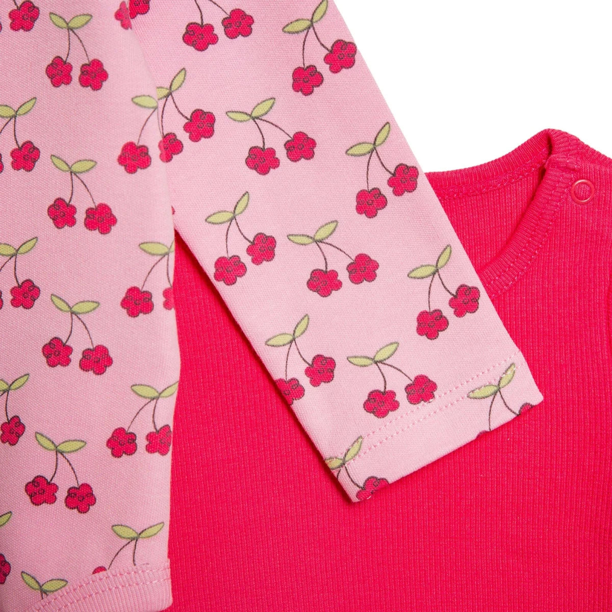 HelloBaby 2 Pack Cherry Print Long Sleeve Baby Bodysuits (1-3 Months to 2-3 Years) Pink - ebebek