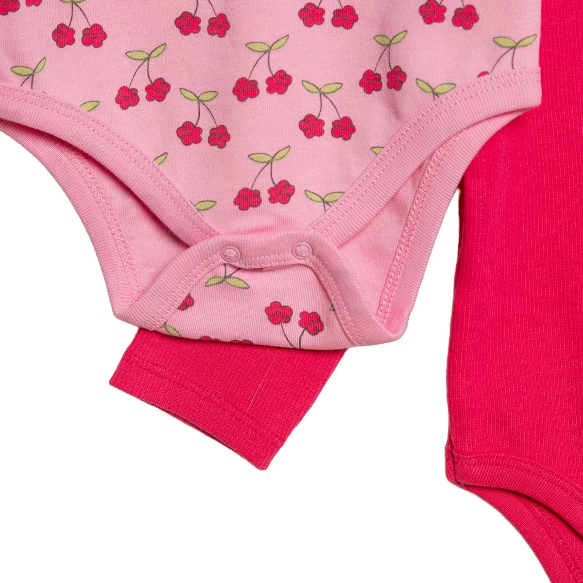 HelloBaby 2 Pack Cherry Print Long Sleeve Baby Bodysuits (1-3 Months to 2-3 Years) Pink - ebebek