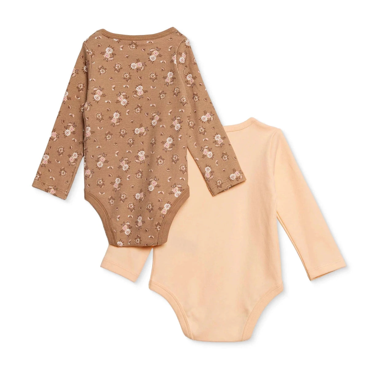 HelloBaby 2 Pack Floral Print Long Sleeve Baby Bodysuits (1-3 Months to 2-3 Years) Salmon - ebebek
