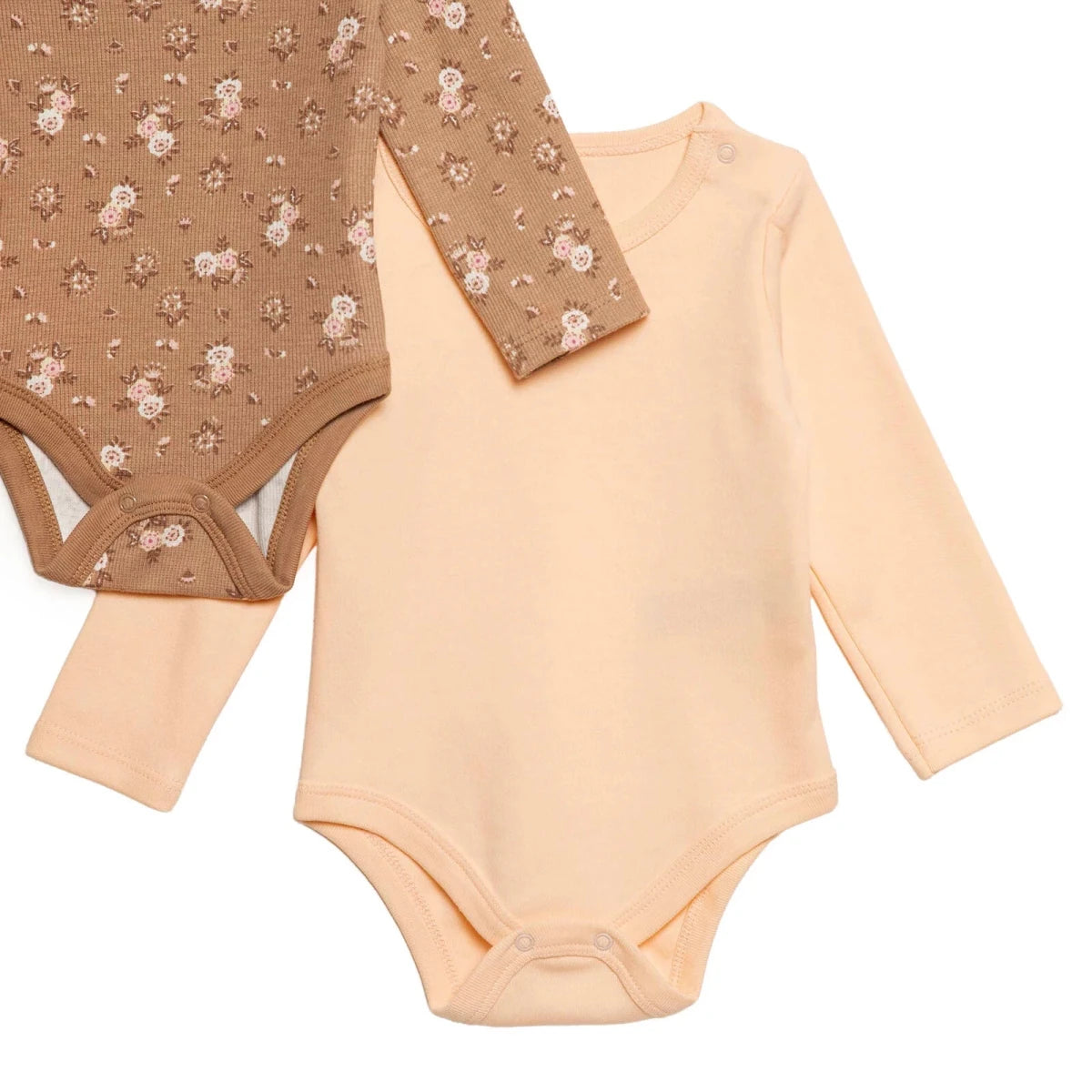 HelloBaby 2 Pack Floral Print Long Sleeve Baby Bodysuits (1-3 Months to 2-3 Years) Salmon - ebebek