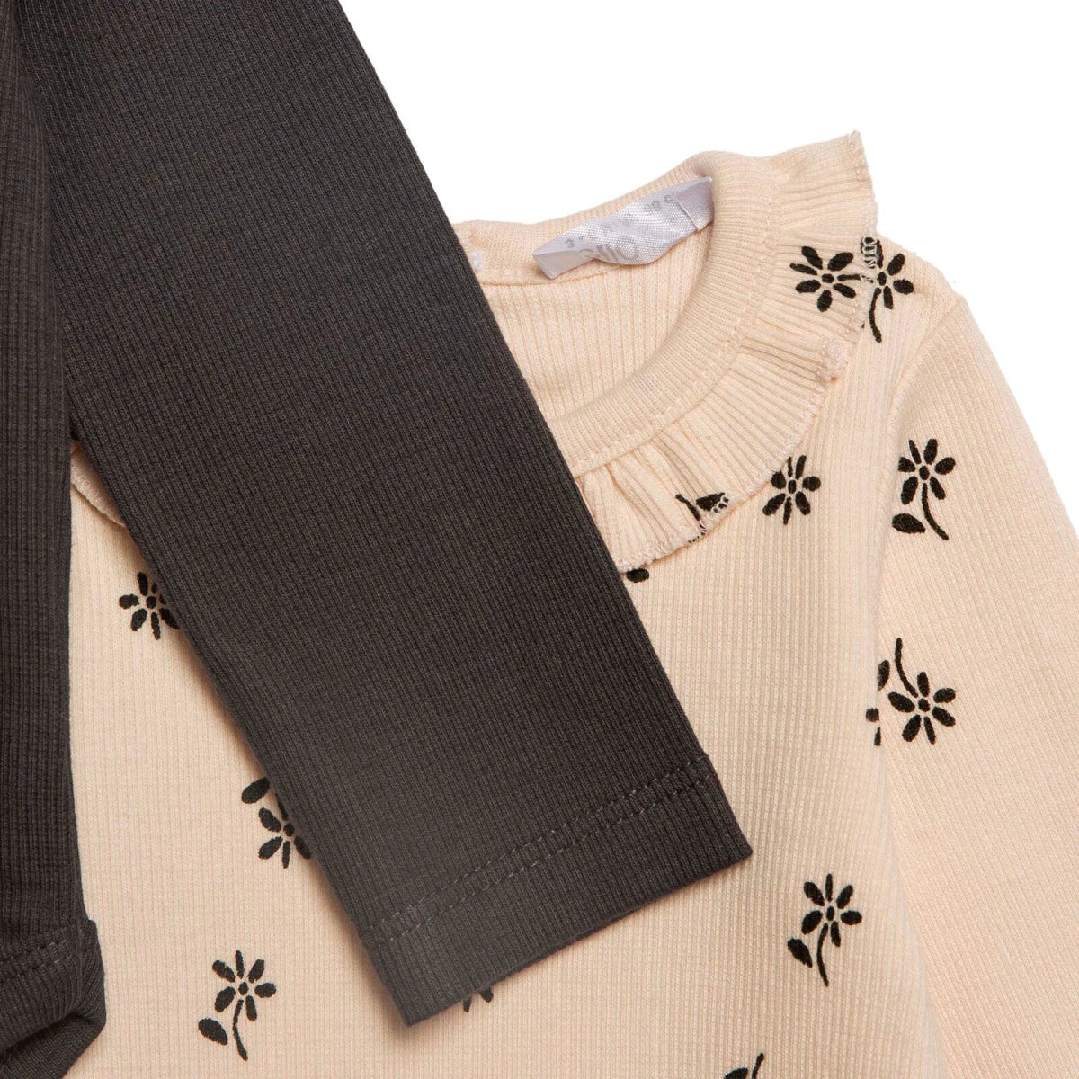 HelloBaby 2 Pack Collared Floral Print Long Sleeve Baby Bodysuits (1-3 Months to 2-3 Years) Anthracite - ebebek