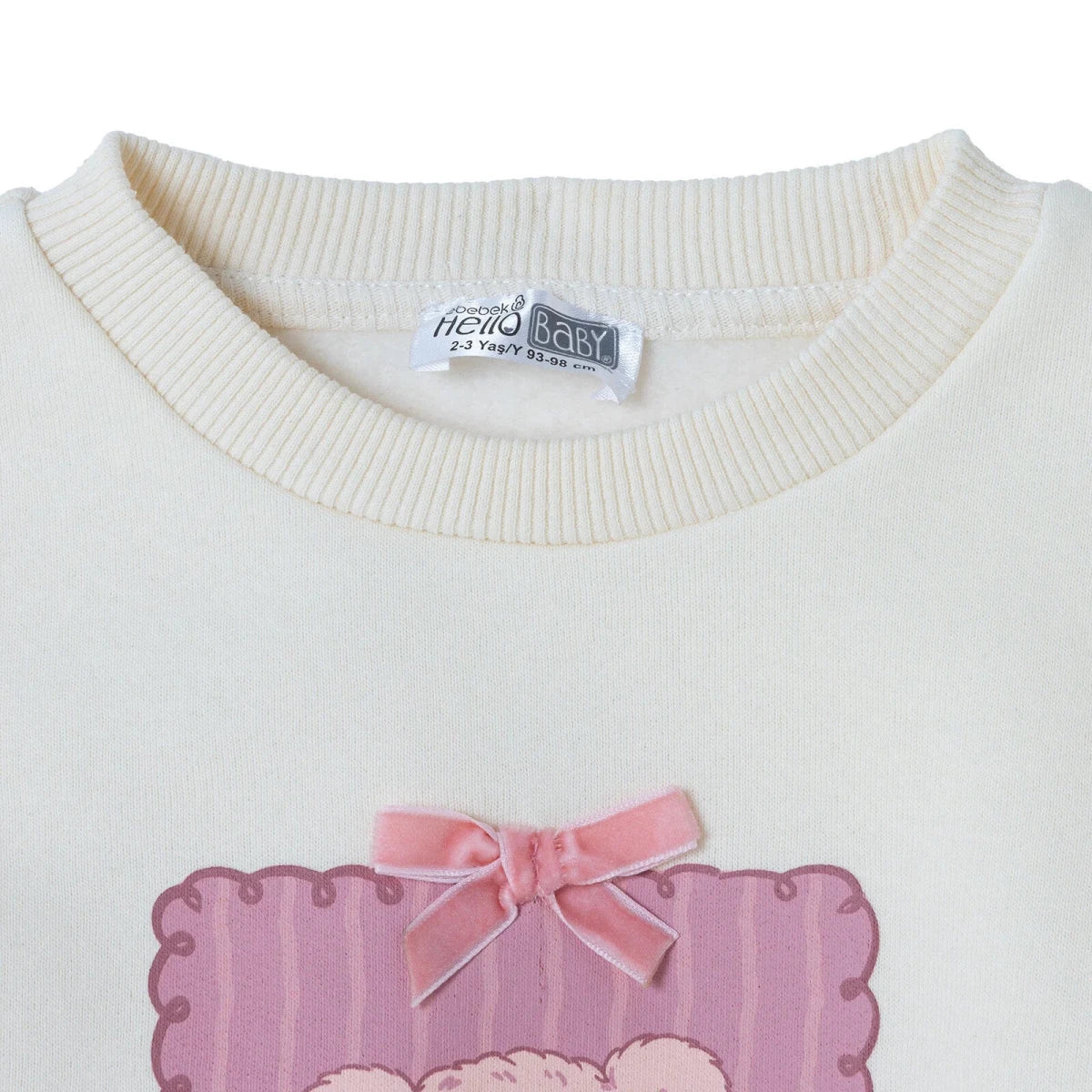 HelloBaby Bear Print Long Sleeve Top & Trousers Set (3-6 Months to 4-5 Years) Ecru Printed - ebebek