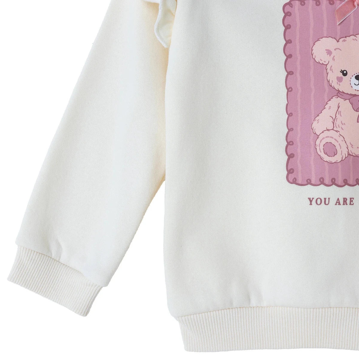 HelloBaby Bear Print Long Sleeve Top & Trousers Set (3-6 Months to 4-5 Years) Ecru Printed - ebebek