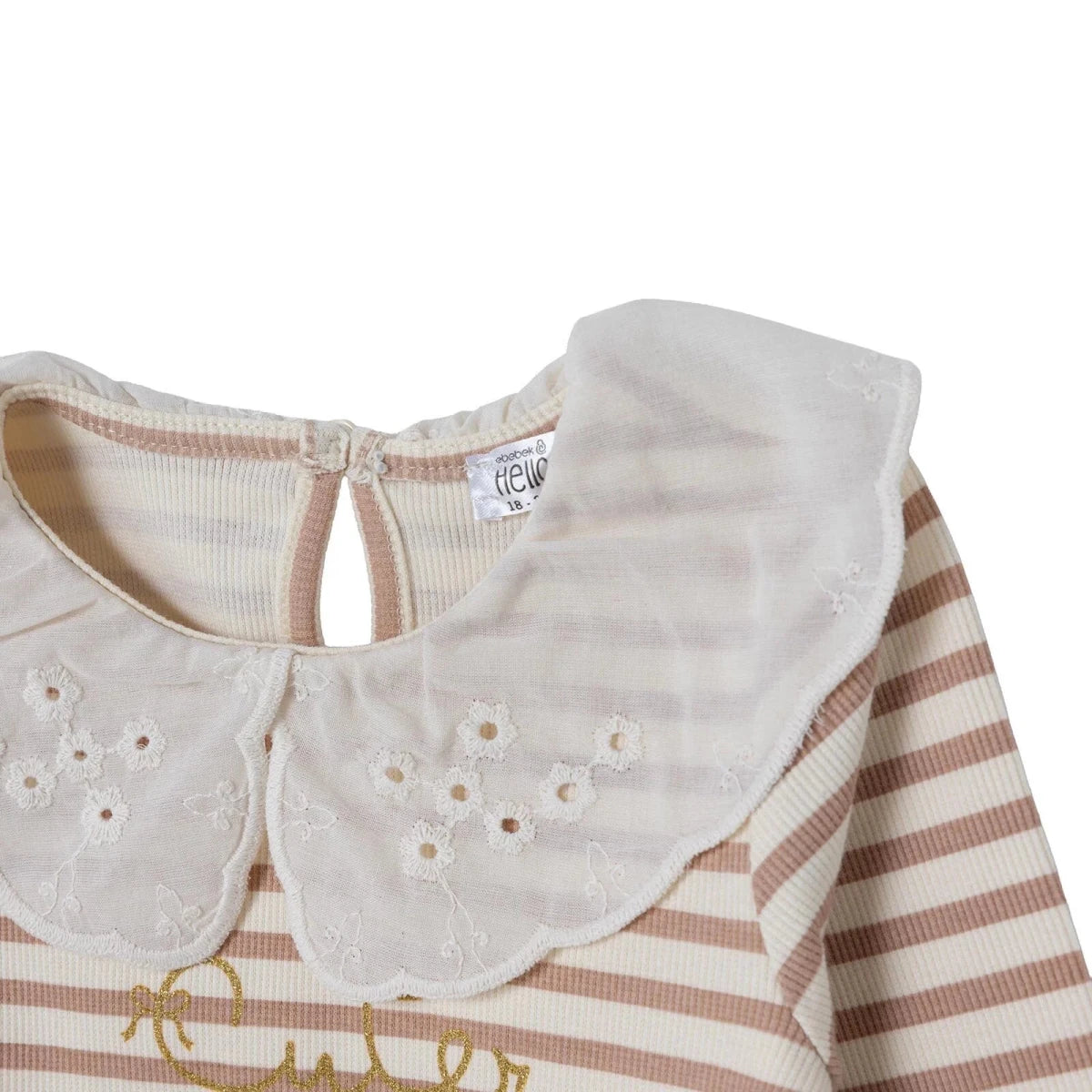 HelloBaby Lace Collar Long Sleeve Baby Top & Leggings Set (3-6 Months to 4-5 Years) Ecru Printed - ebebek