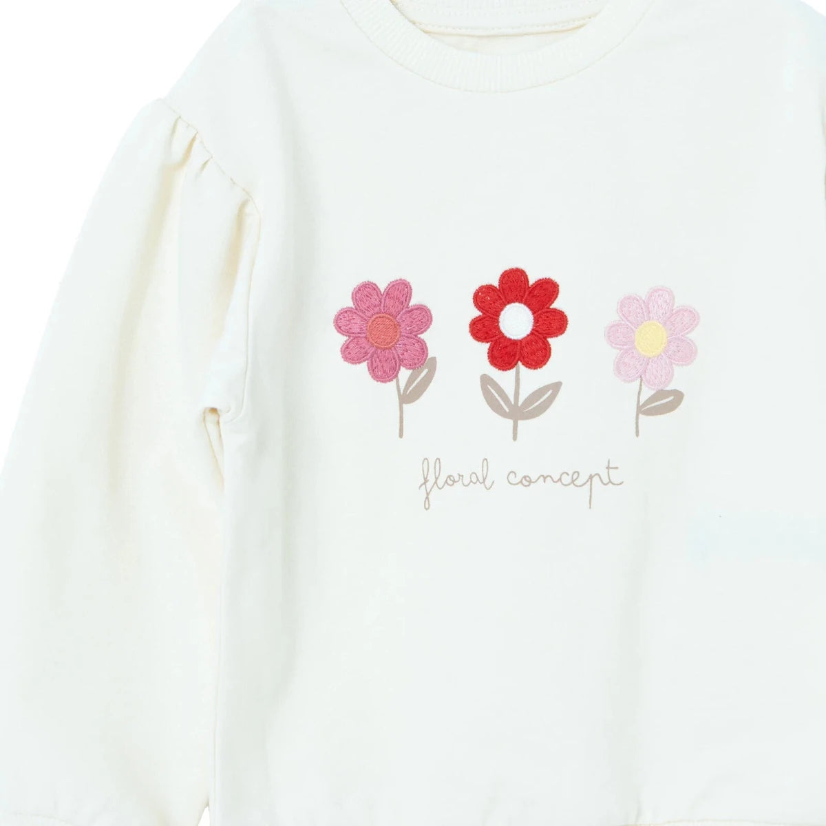 HelloBaby Floral Print Long Sleeve Baby Top & Leggings Set (3-6 Months to 4-5 Years) Ecru - ebebek