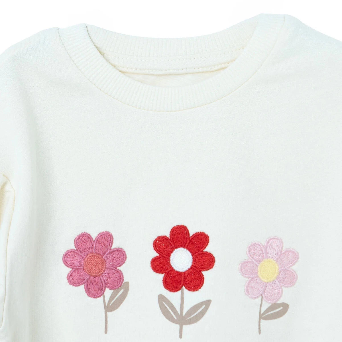 HelloBaby Floral Print Long Sleeve Baby Top & Leggings Set (3-6 Months to 4-5 Years) Ecru - ebebek