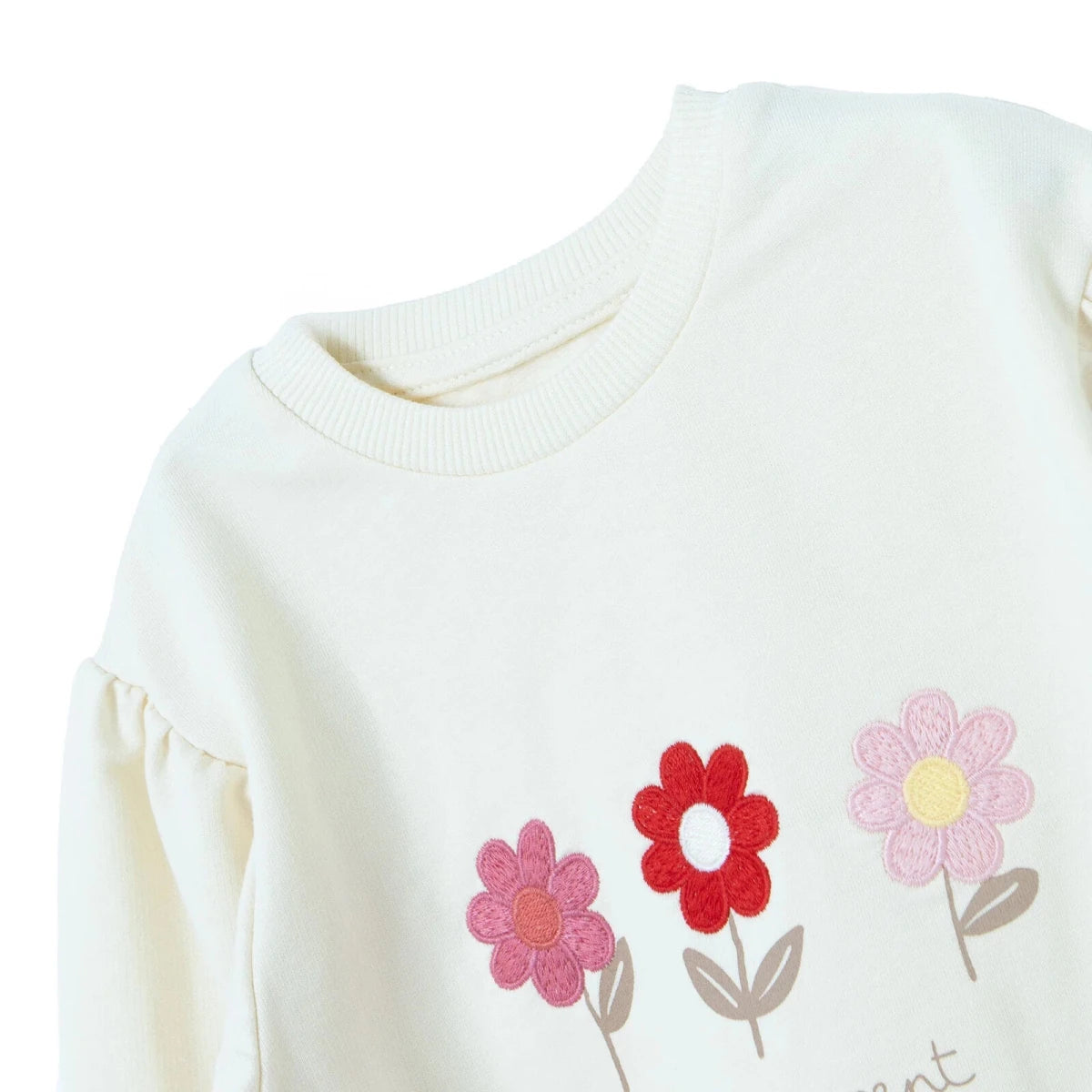HelloBaby Floral Print Long Sleeve Baby Top & Leggings Set (3-6 Months to 4-5 Years) Ecru - ebebek