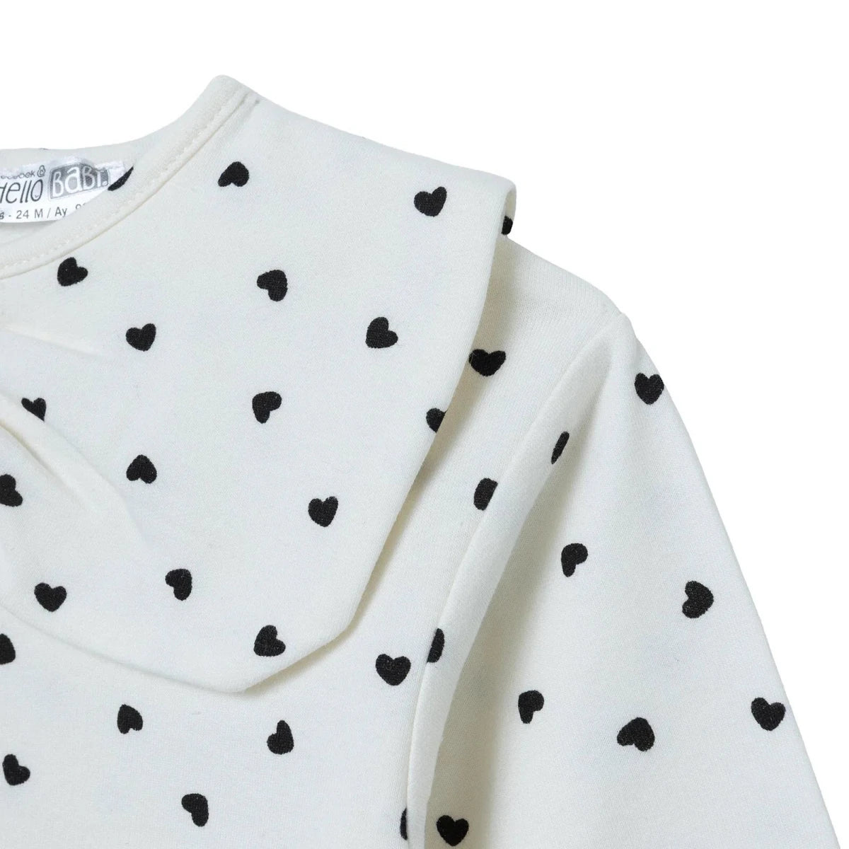 HelloBaby Shaped Neck Long Sleeve Baby Top & Leggings Set (3-6 Months to 4-5 Years) Ecru Printed - ebebek