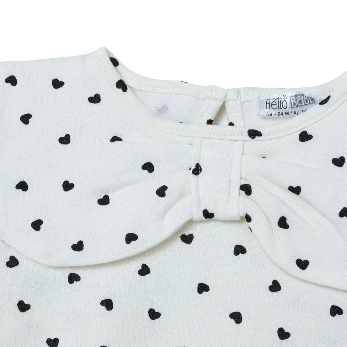HelloBaby Shaped Neck Long Sleeve Baby Top & Leggings Set (3-6 Months to 4-5 Years) Ecru Printed - ebebek