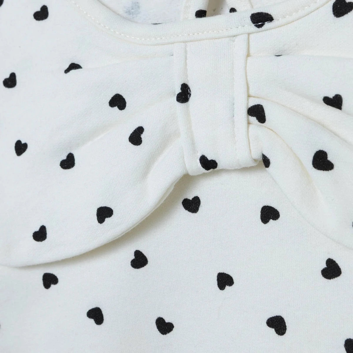 HelloBaby Shaped Neck Long Sleeve Baby Top & Leggings Set (3-6 Months to 4-5 Years) Ecru Printed - ebebek