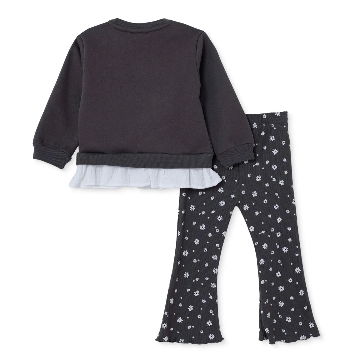 HelloBaby Long Sleeve Baby Top & Leggings Set (3-6 Months to 4-5 Years) Anthracite Printed - ebebek
