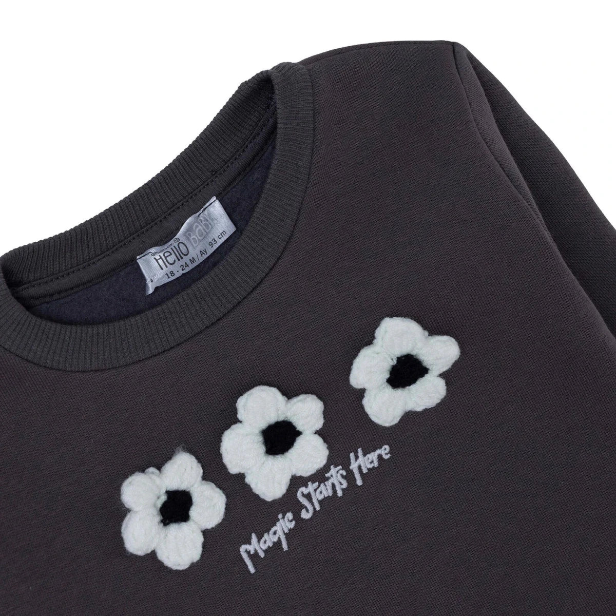 HelloBaby Long Sleeve Baby Top & Leggings Set (3-6 Months to 4-5 Years) Anthracite Printed - ebebek