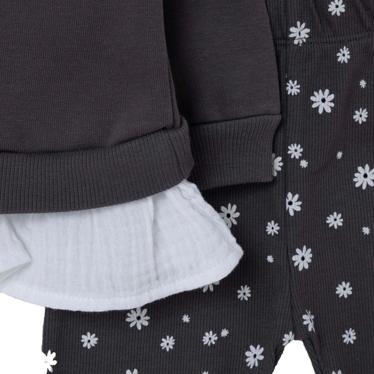 HelloBaby Long Sleeve Baby Top & Leggings Set (3-6 Months to 4-5 Years) Anthracite Printed - ebebek