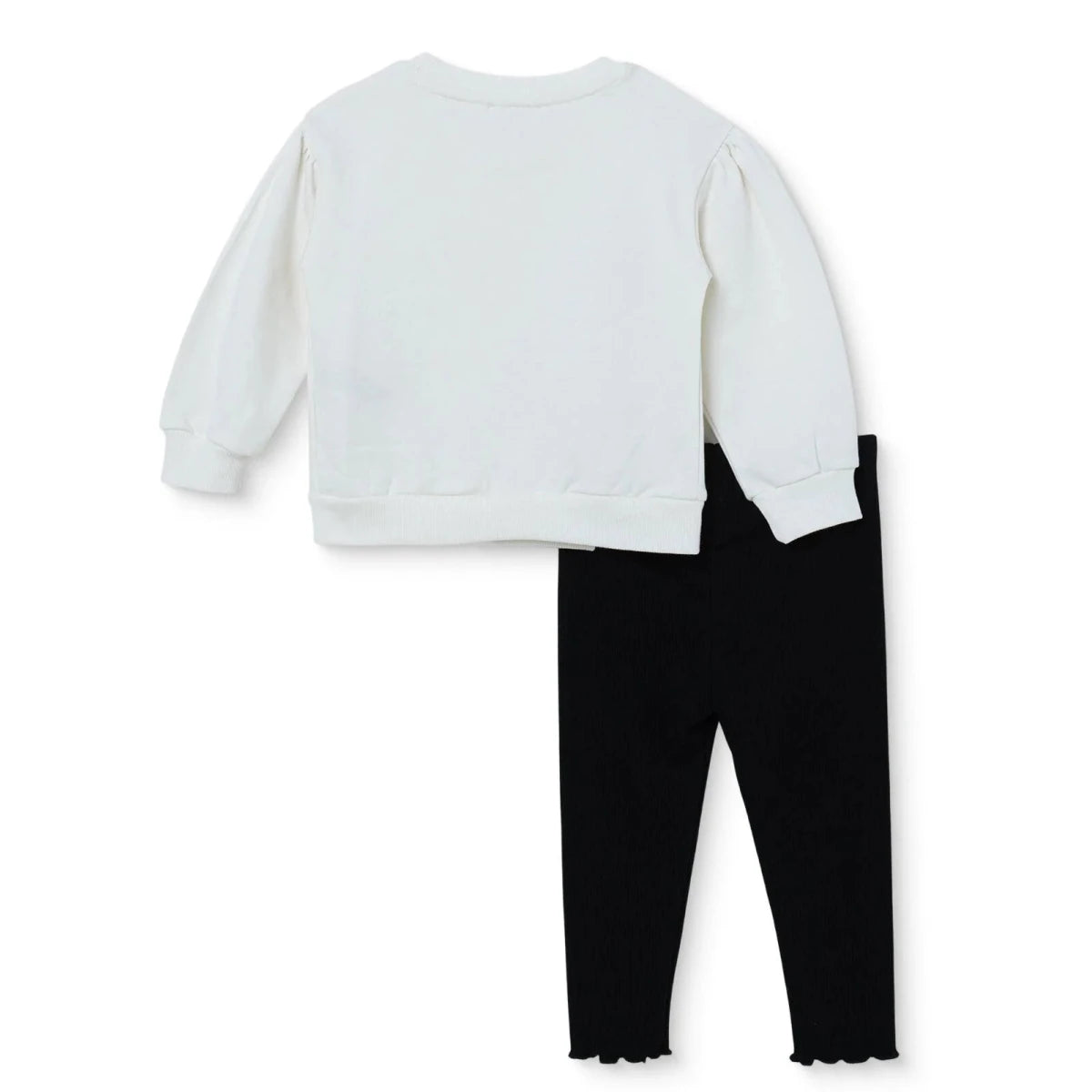 HelloBaby Bow Print Long Sleeve Baby Top & Leggings Set (3-6 Months to 4-5 Years) Ecru - ebebek