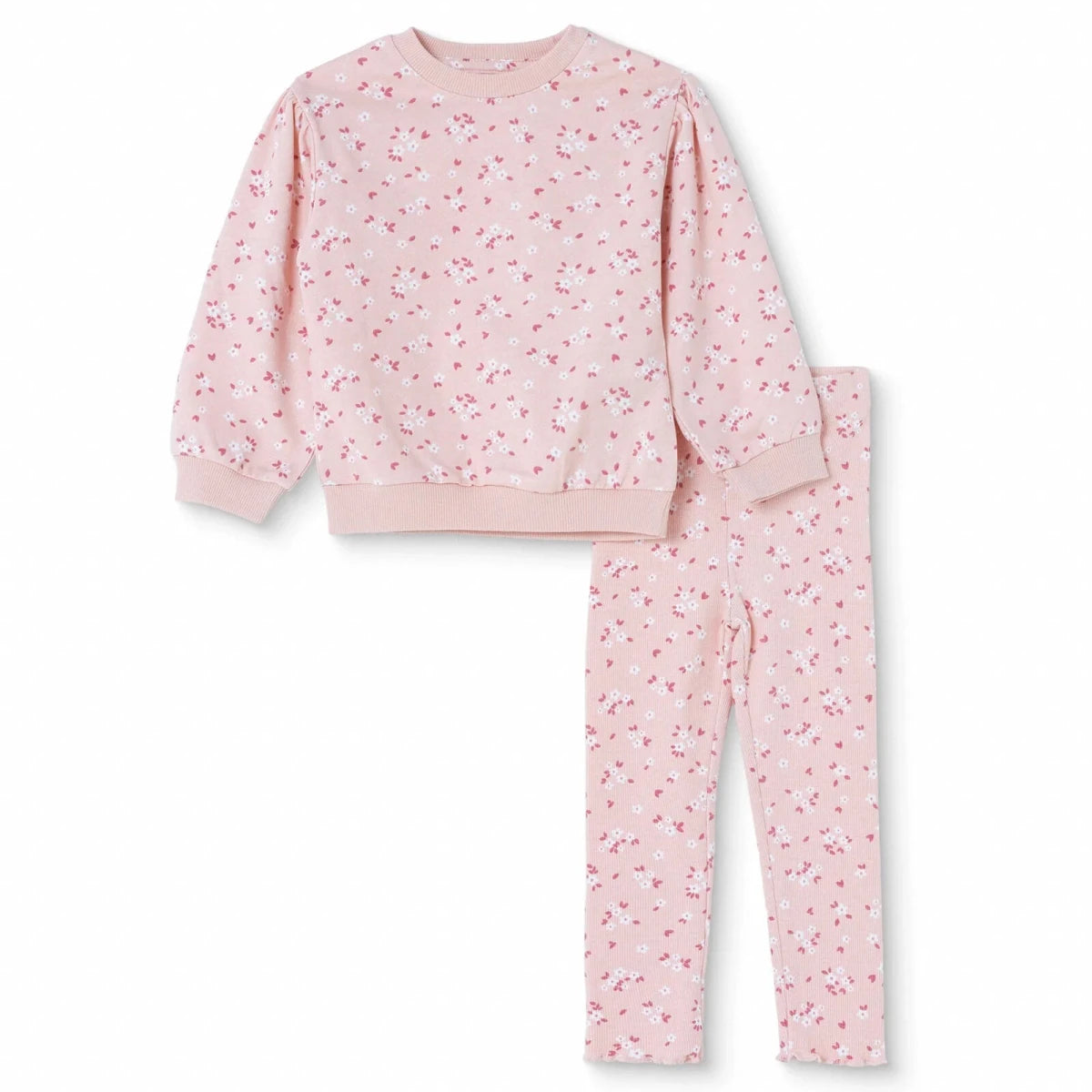 HelloBaby Floral Print Baby Sweatshirt & Leggings Set (3-6 Months to 4-5 Years) Ecru Printed - ebebek